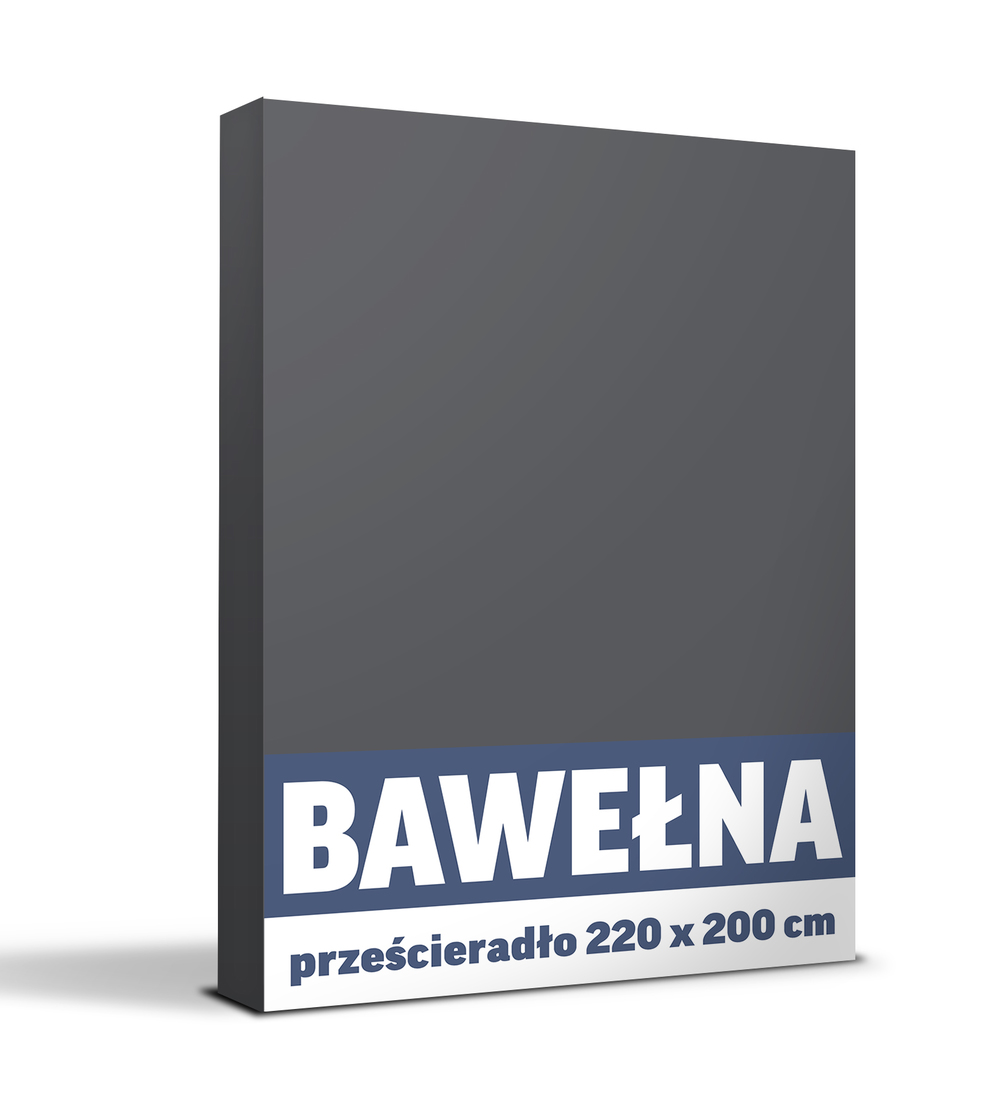 LUX_Przescieradlo_Tradycyjne_200x220CM_Bez_Gumki_BAWELNA_100%_CIEMNY_SZARY